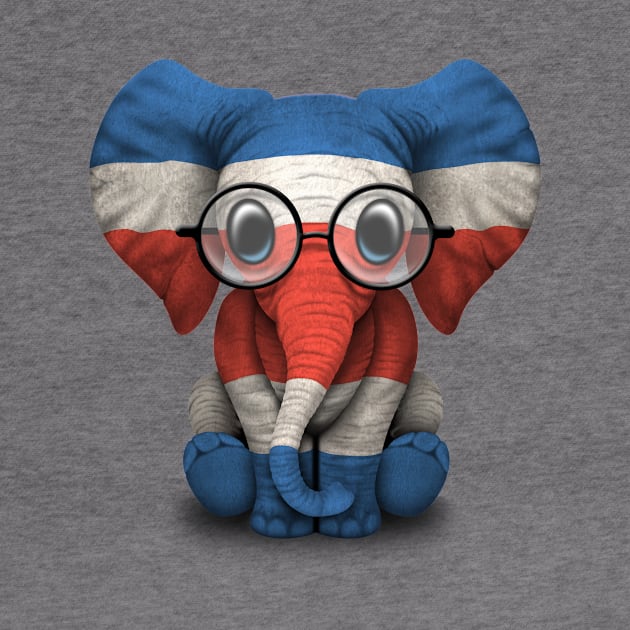 Baby Elephant with Glasses and Costa Rican Flag by jeffbartels